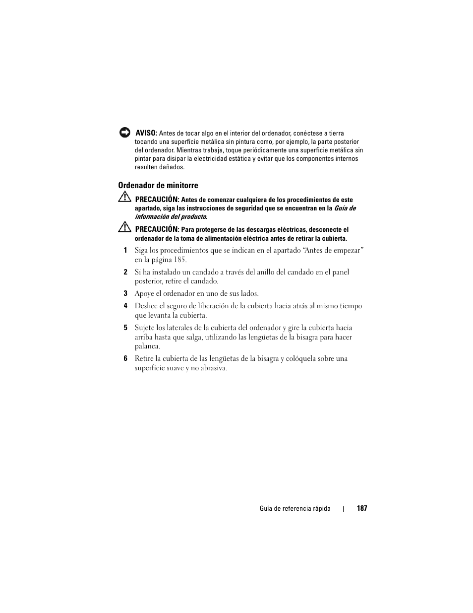 Ordenador de minitorre | Dell OptiPlex 740 User Manual | Page 187 / 230