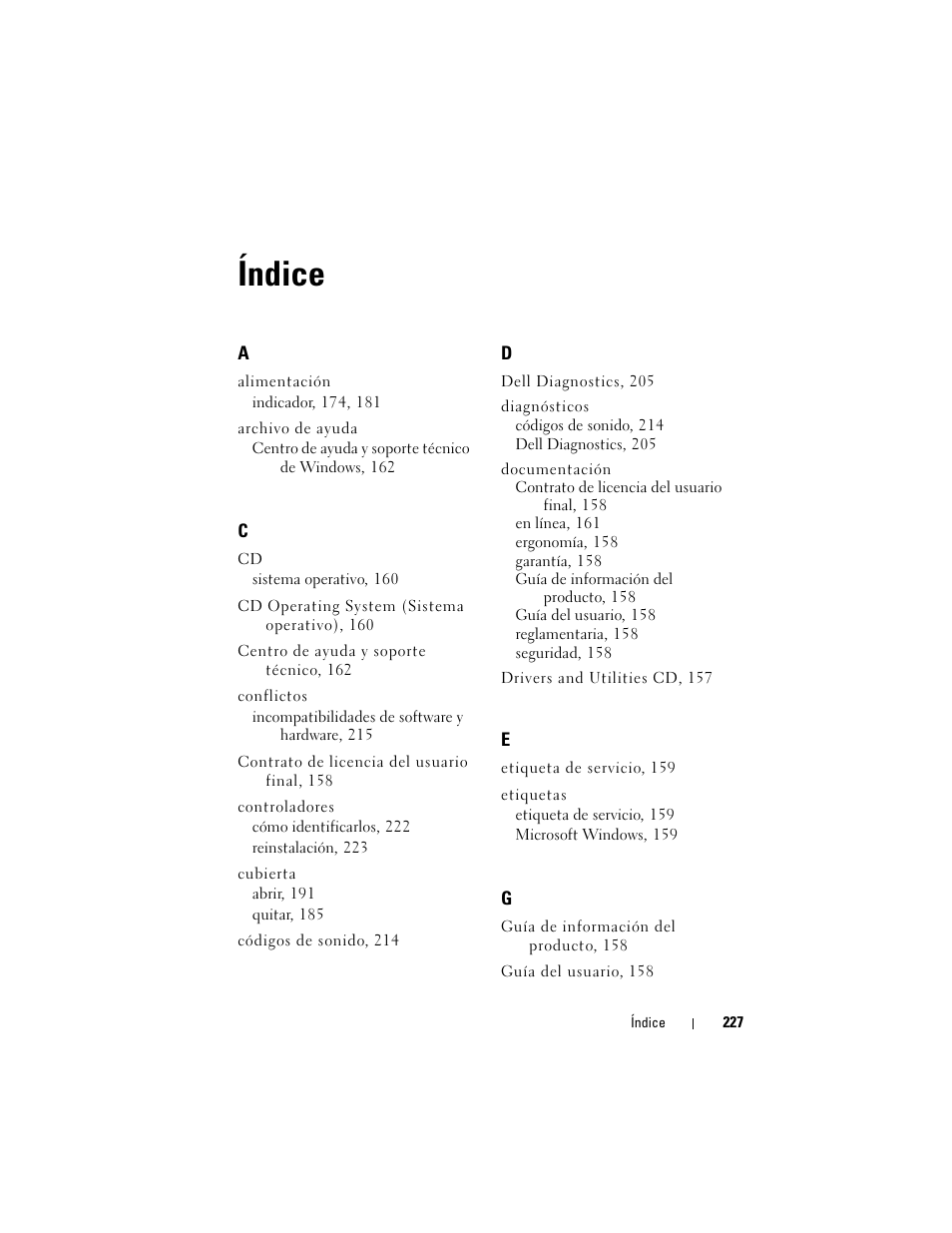 Índice | Dell OptiPlex 740 User Manual | Page 227 / 230