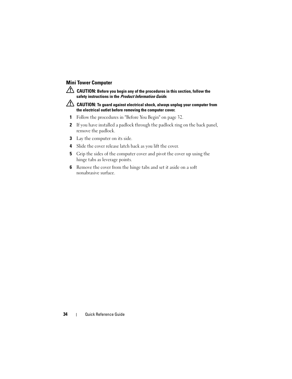 Mini tower computer | Dell OptiPlex 740 User Manual | Page 34 / 230
