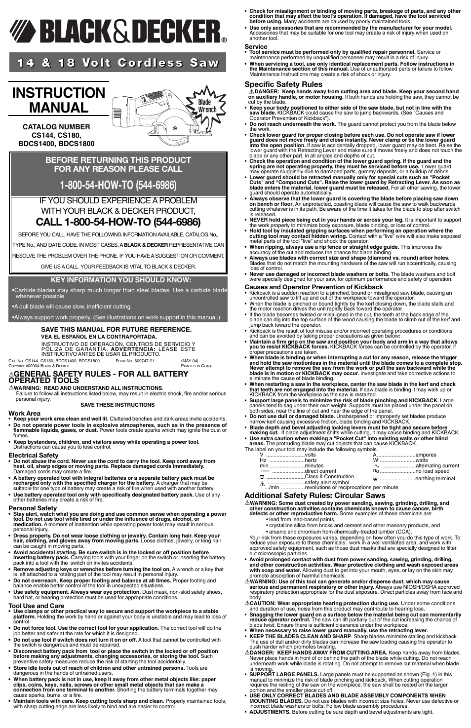 Black & Decker 609747-21 User Manual | 7 pages