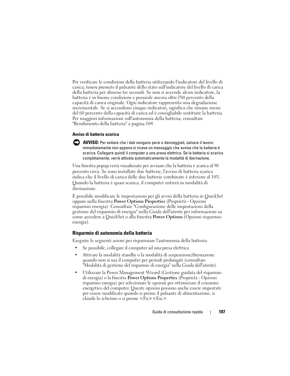 Risparmio di autonomia della batteria | Dell Precision M6300 (Late 2007) User Manual | Page 107 / 152