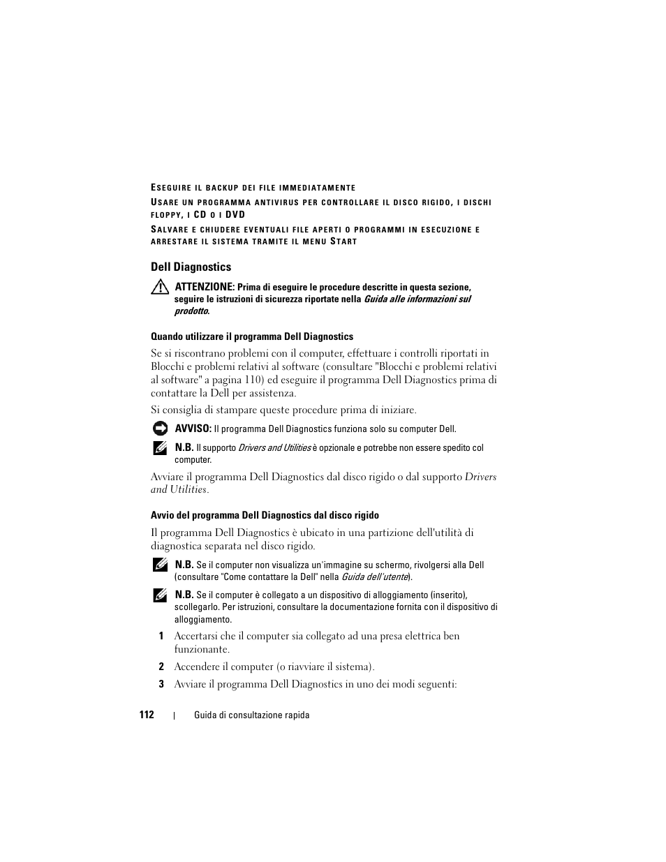 Dell diagnostics | Dell Precision M6300 (Late 2007) User Manual | Page 112 / 152