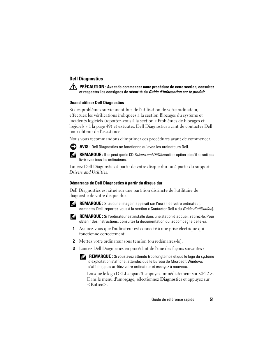 Dell diagnostics | Dell Precision M6300 (Late 2007) User Manual | Page 51 / 152