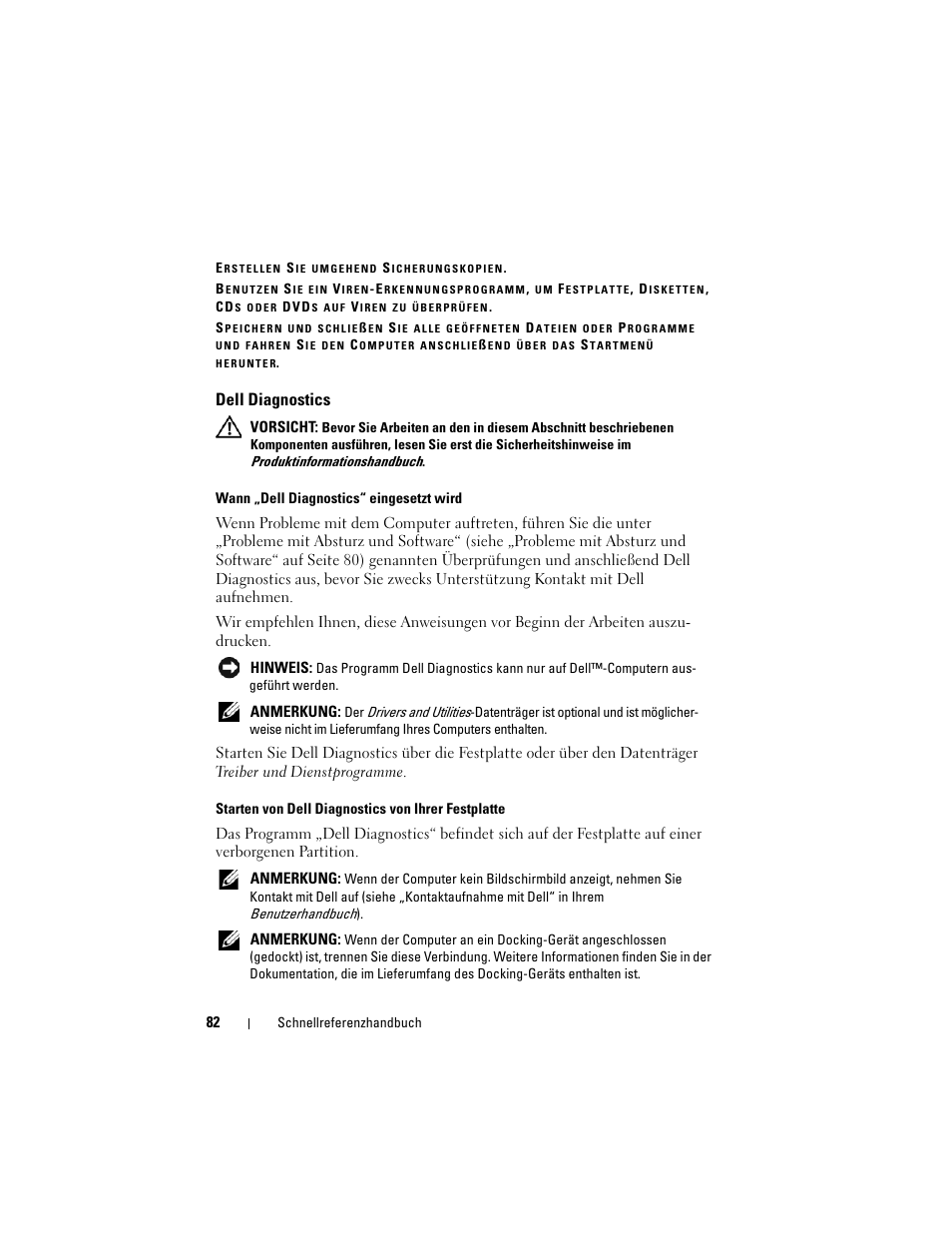 Dell diagnostics | Dell Precision M6300 (Late 2007) User Manual | Page 82 / 152