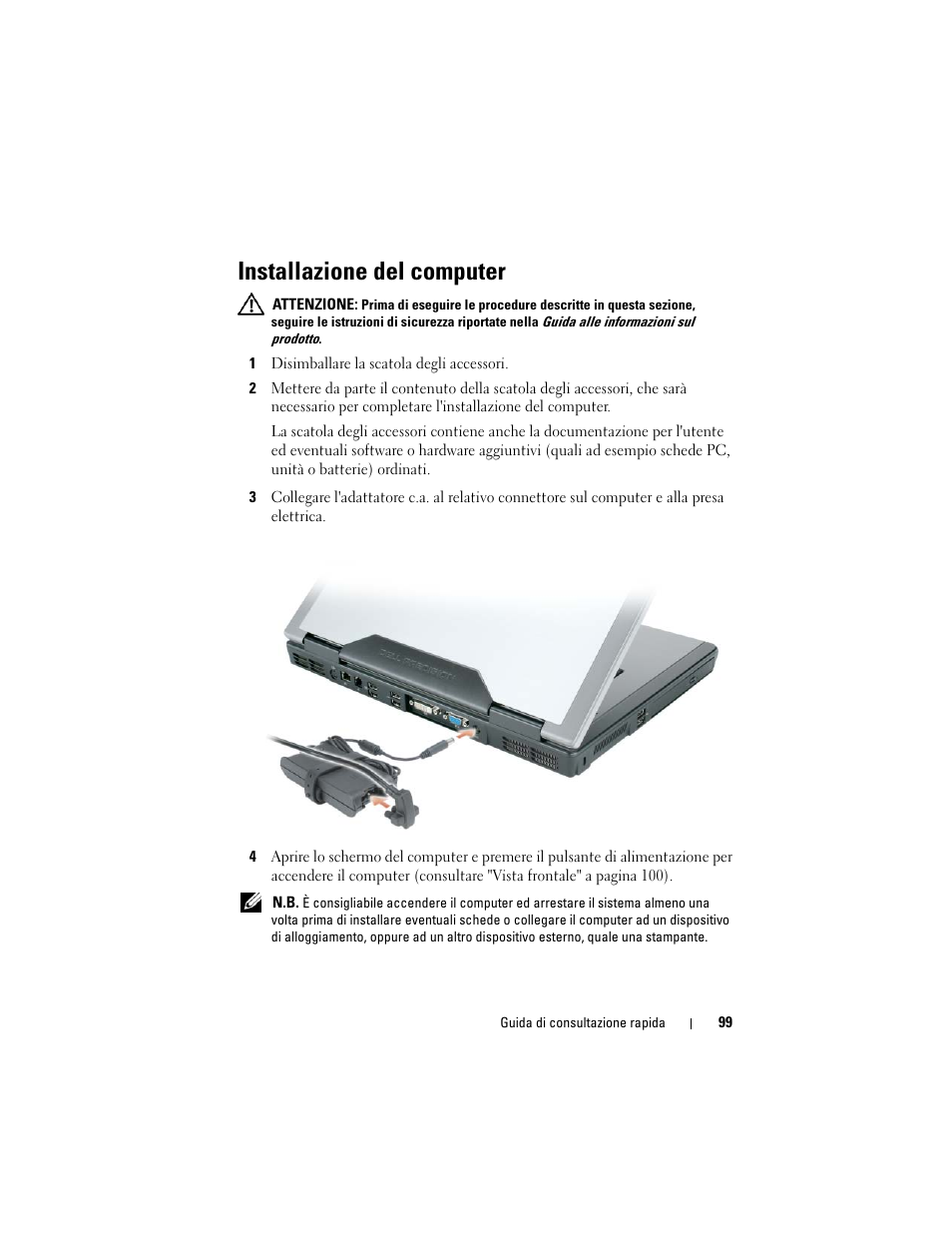 Installazione del computer | Dell Precision M6300 (Late 2007) User Manual | Page 99 / 152
