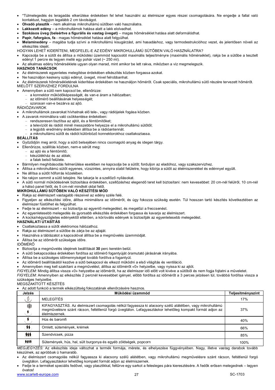 Scarlett SC-1703 User Manual | Page 27 / 34