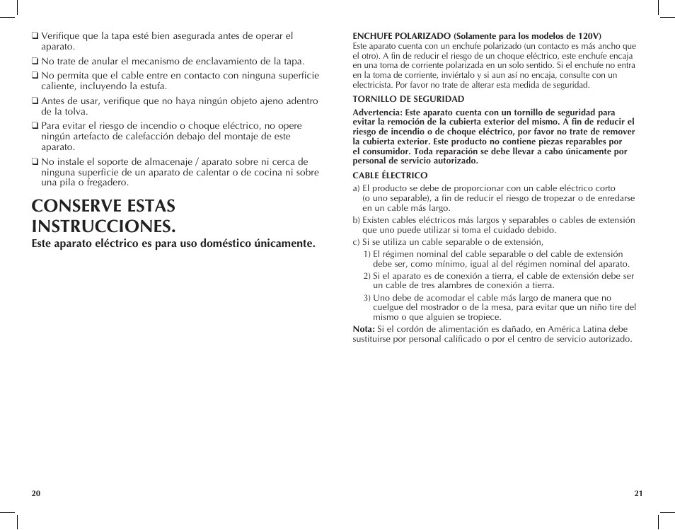 Conserve estas instrucciones | Black & Decker CG800 User Manual | Page 11 / 21