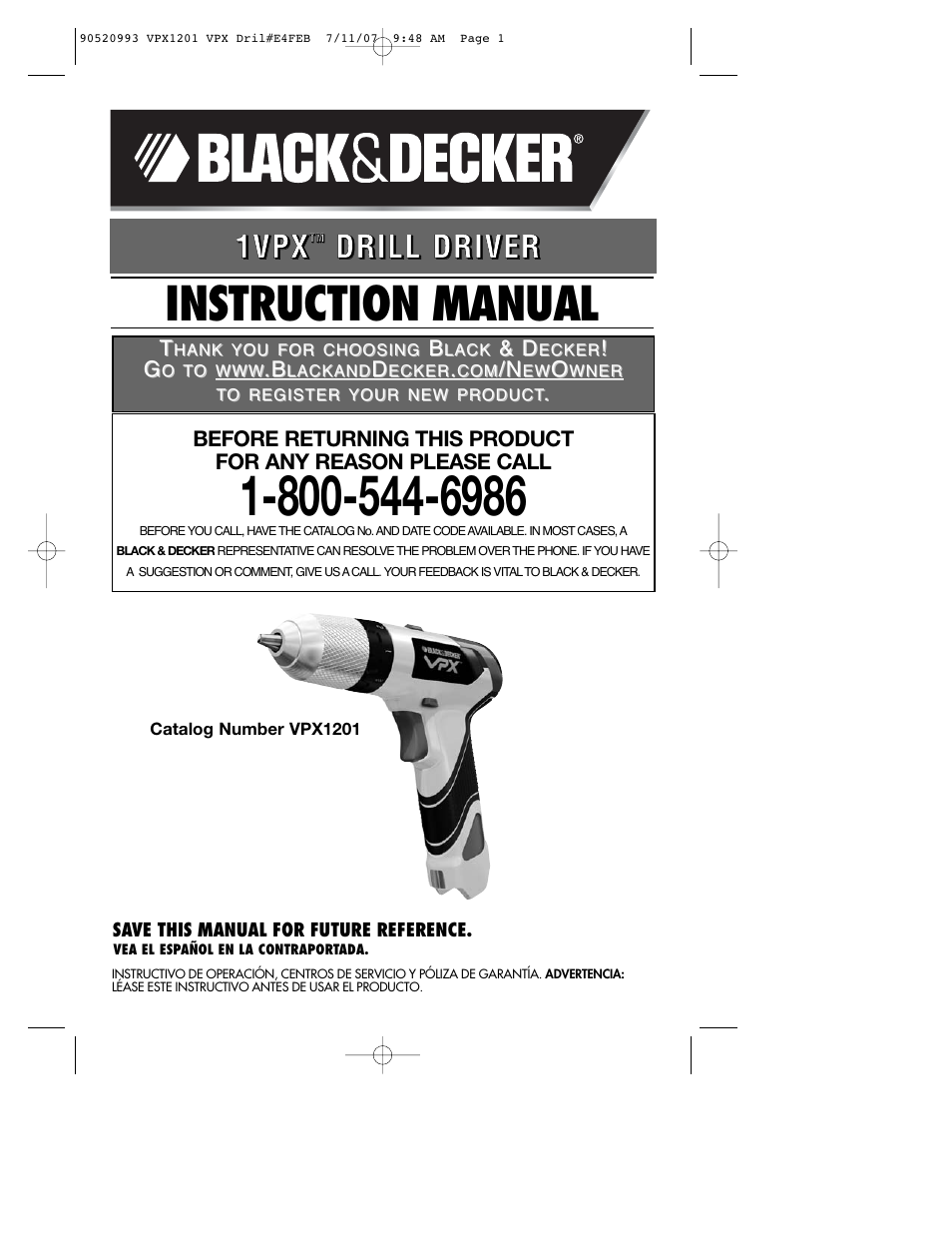 Black & Decker 1 VPX VPX1201 User Manual | 39 pages