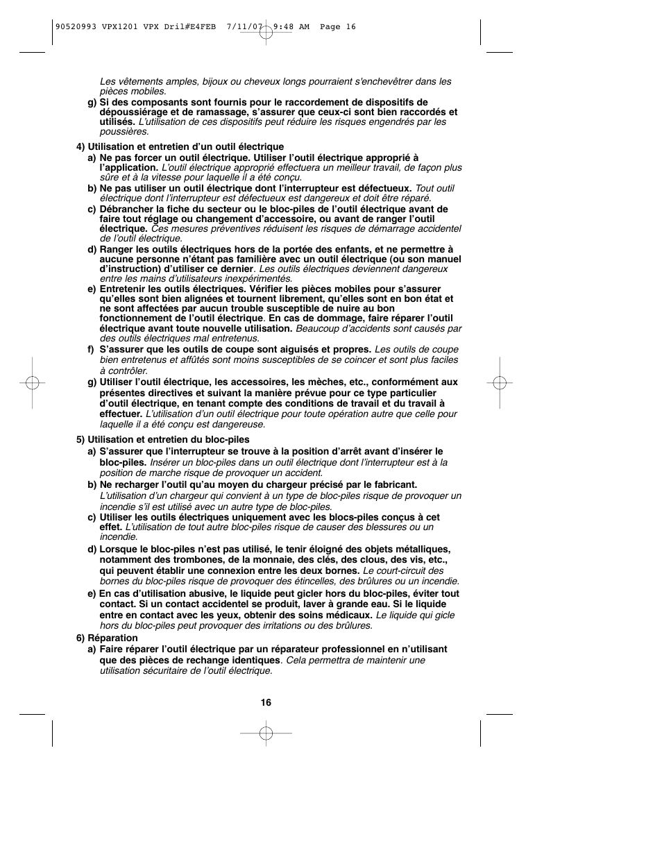 Black & Decker 1 VPX VPX1201 User Manual | Page 16 / 39