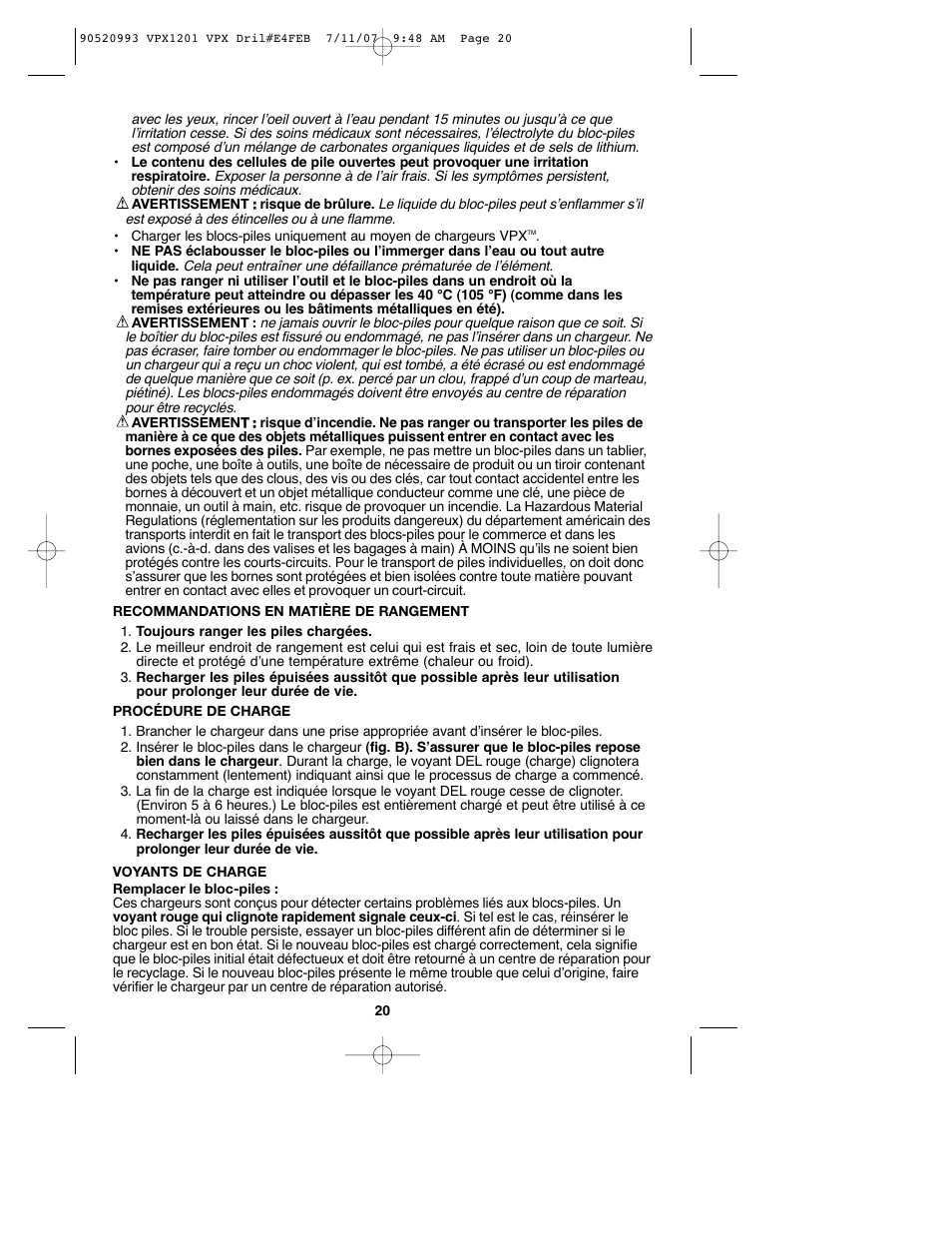 Black & Decker 1 VPX VPX1201 User Manual | Page 20 / 39