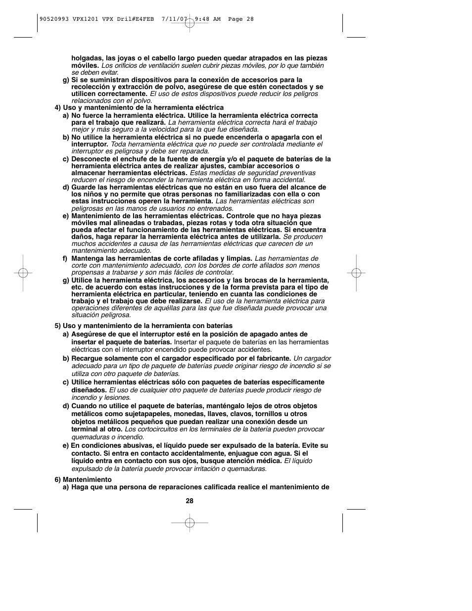 Black & Decker 1 VPX VPX1201 User Manual | Page 28 / 39