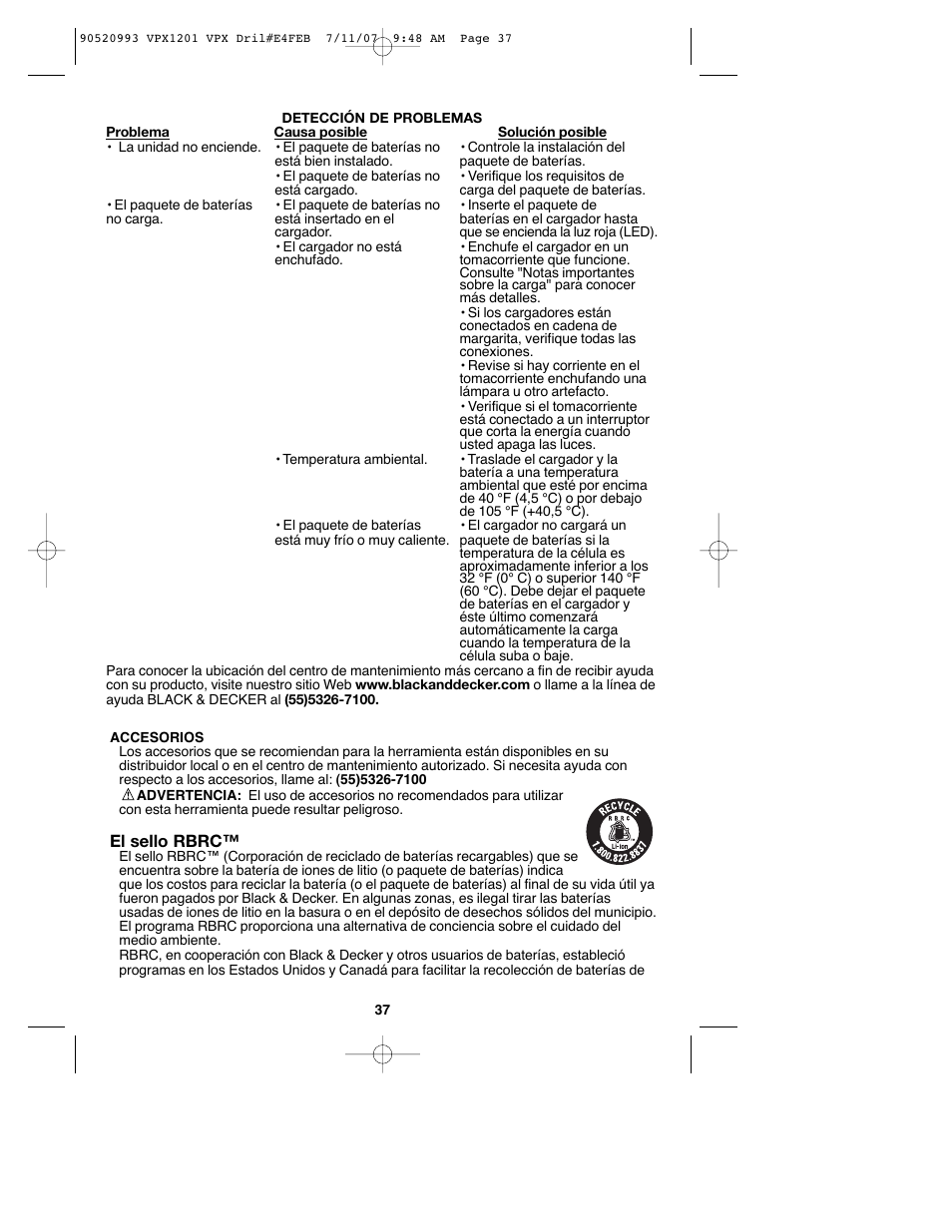Black & Decker 1 VPX VPX1201 User Manual | Page 37 / 39