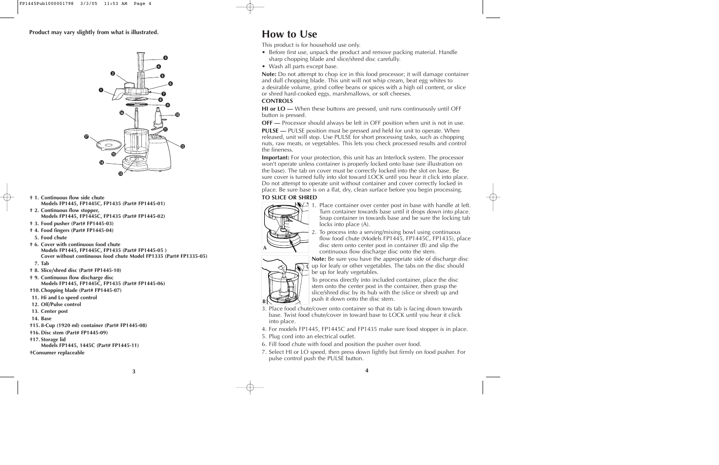 How to use | Black & Decker FP1445 User Manual | Page 3 / 15