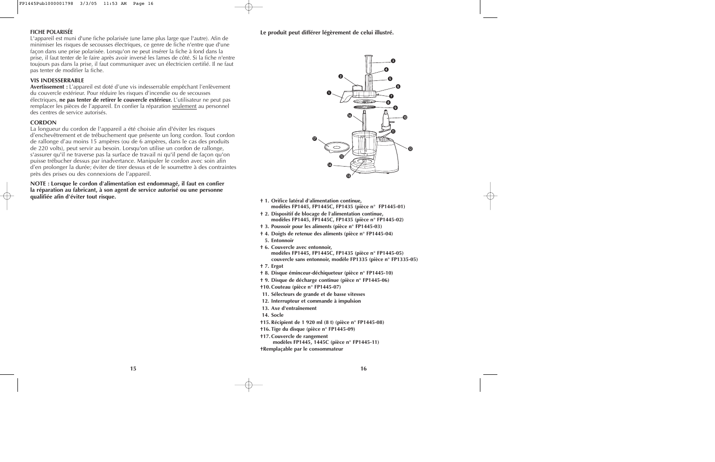 Black & Decker FP1445 User Manual | Page 9 / 15