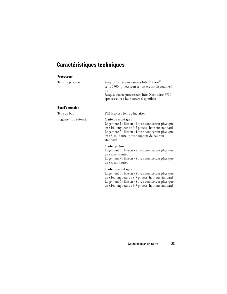 Caractéristiques techniques | Dell PowerEdge R810 User Manual | Page 25 / 60