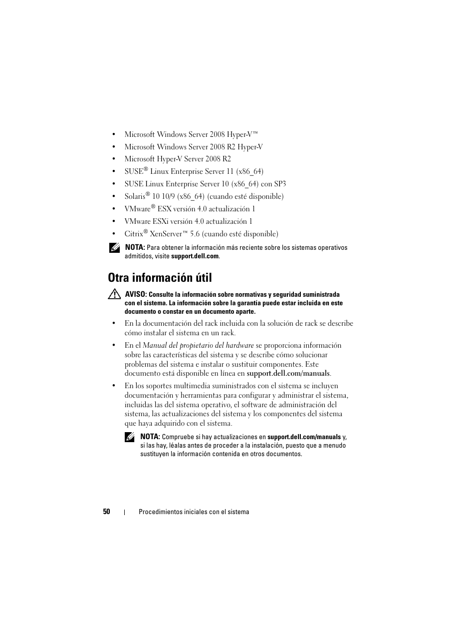 Otra información útil | Dell PowerEdge R810 User Manual | Page 52 / 60