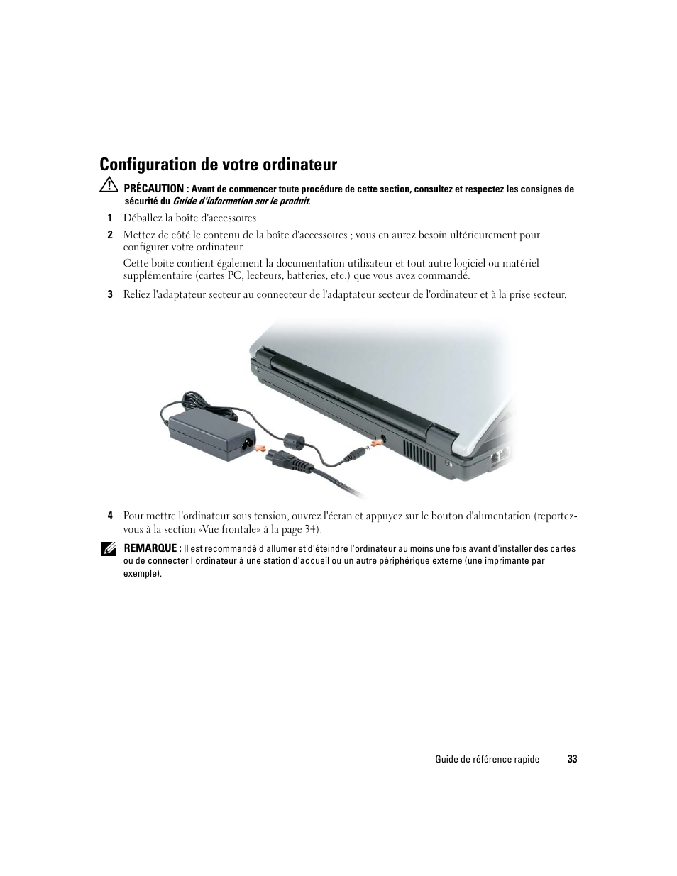 Configuration de votre ordinateur | Dell Latitude 120L User Manual | Page 33 / 96