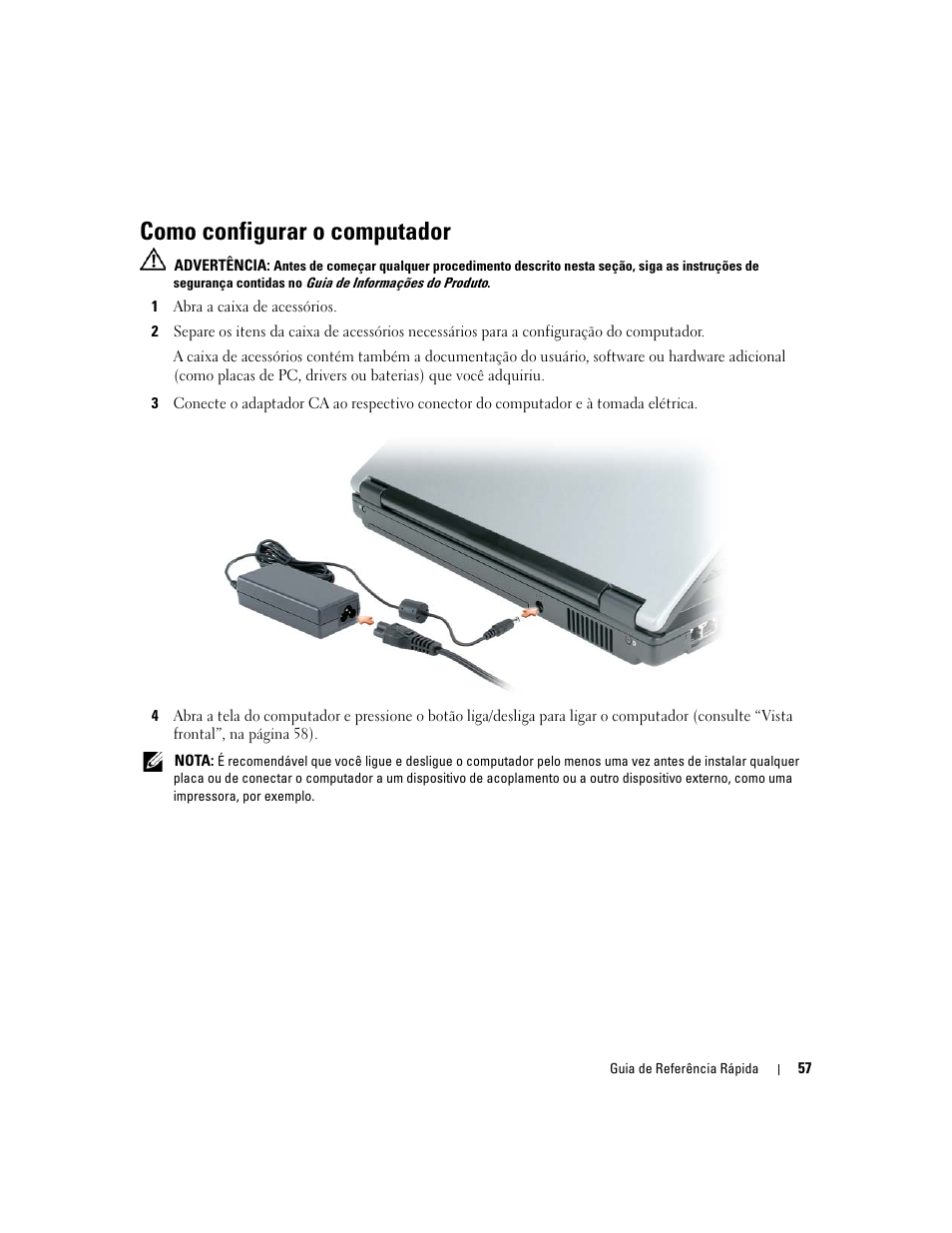 Como configurar o computador | Dell Latitude 120L User Manual | Page 57 / 96