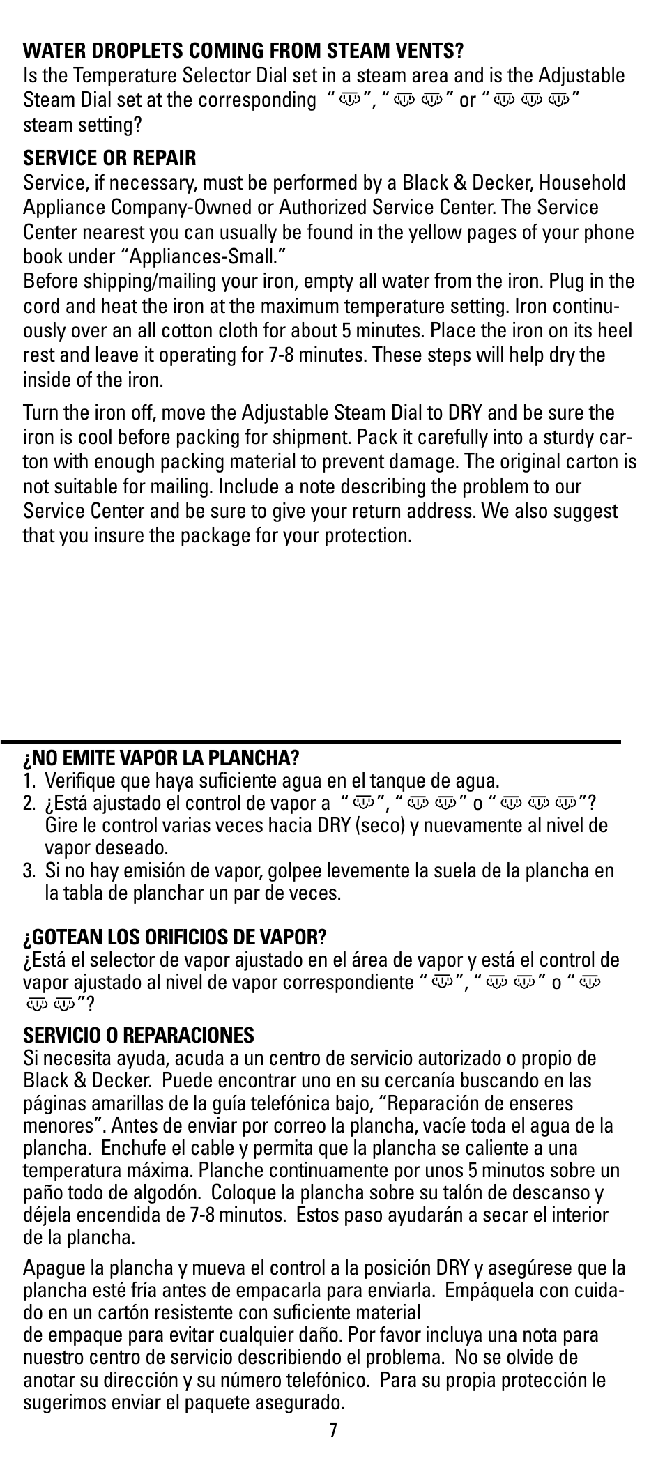 Service, Servicio | Black & Decker F550S User Manual | Page 7 / 12