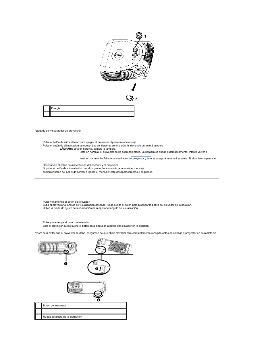 Ajuste de la magen proyectada | Dell Projector 2100MP User Manual | Page 20 / 39