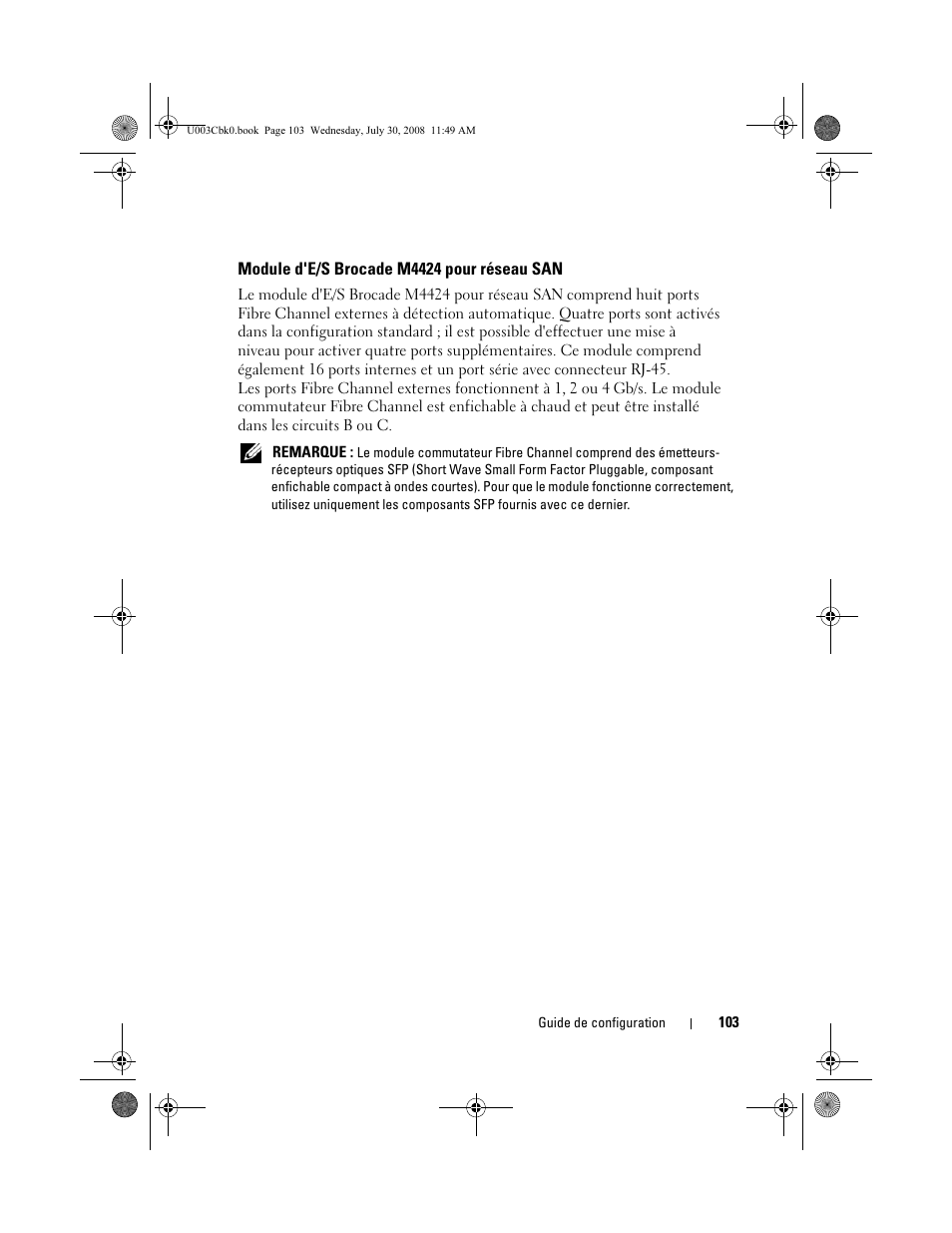Module d'e/s brocade m4424 pour réseau san | Dell PowerEdge M805 User Manual | Page 105 / 232