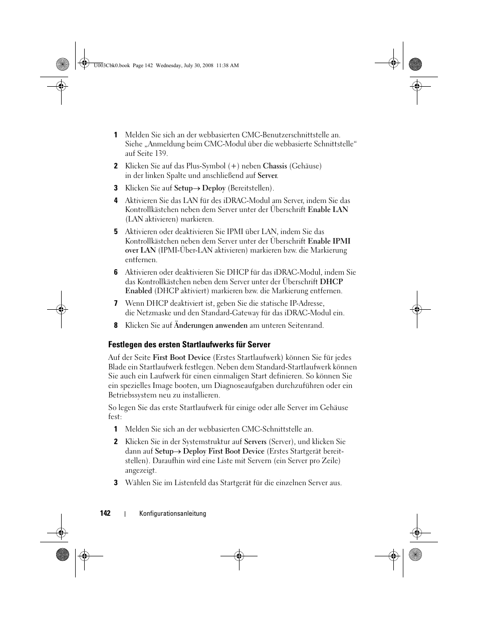 Festlegen des ersten startlaufwerks für server | Dell PowerEdge M805 User Manual | Page 144 / 232