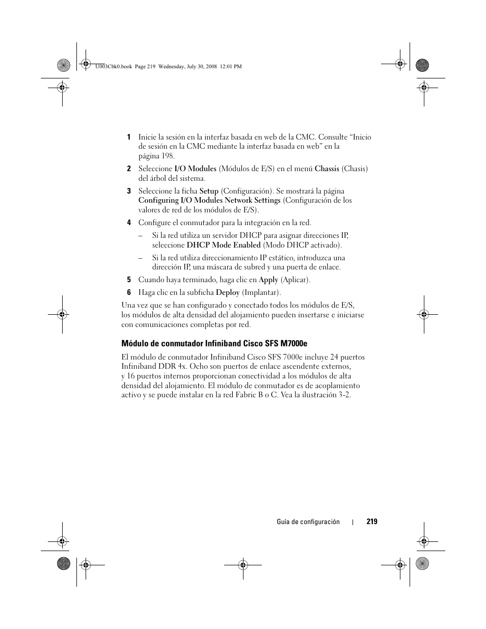 Módulo de conmutador infiniband cisco sfs m7000e | Dell PowerEdge M805 User Manual | Page 221 / 232