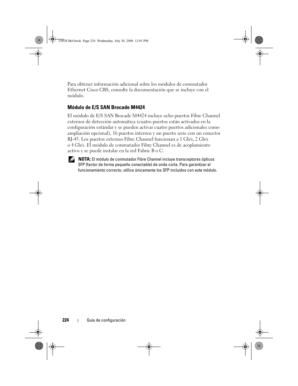 Módulo de e/s san brocade m4424 | Dell PowerEdge M805 User Manual | Page 226 / 232