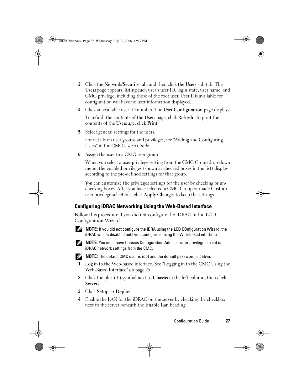 5 select general settings for the users, 6 assign the user to a cmc user group, 3 click setup æ deploy | Dell PowerEdge M805 User Manual | Page 29 / 232