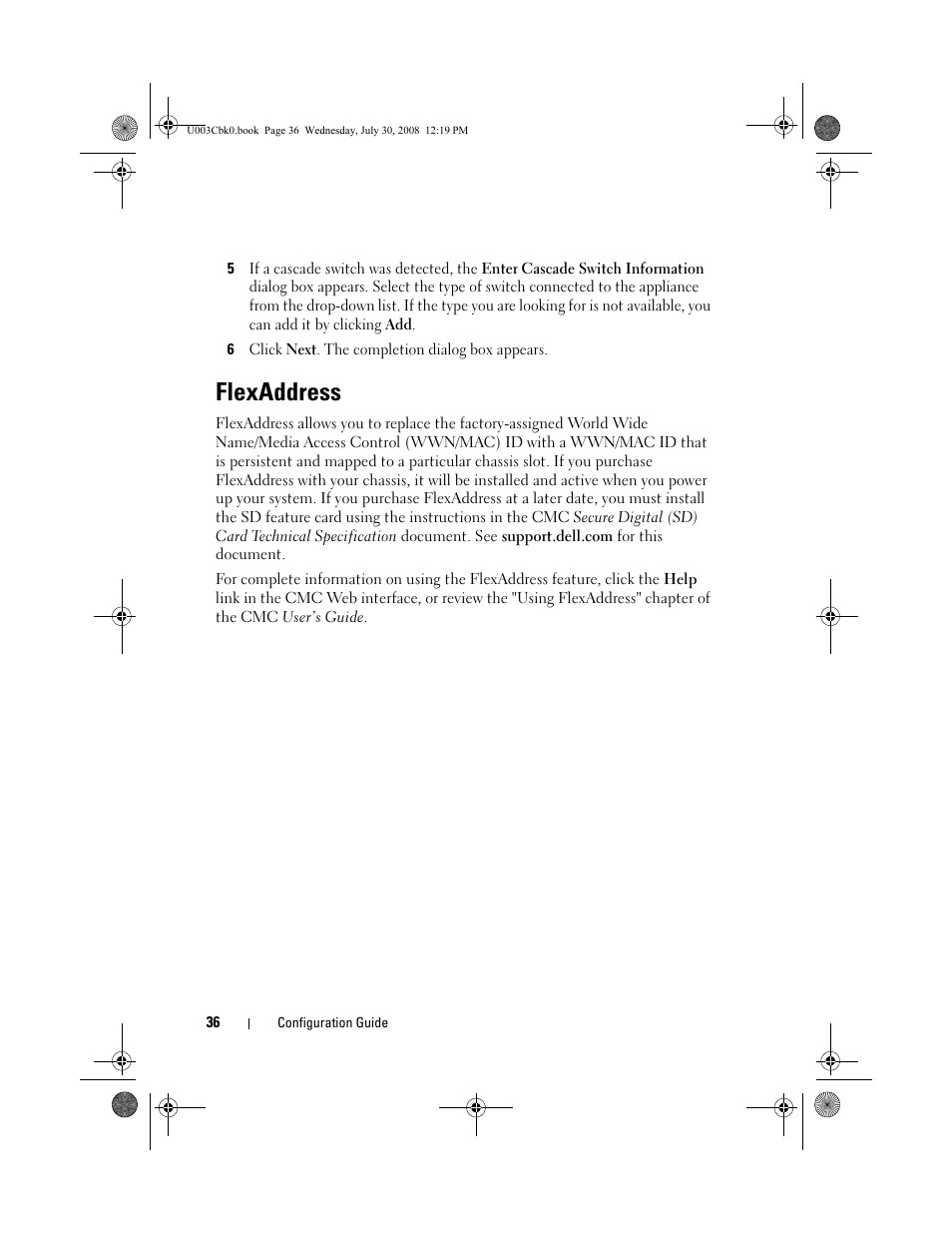 6 click next. the completion dialog box appears, Flexaddress | Dell PowerEdge M805 User Manual | Page 38 / 232