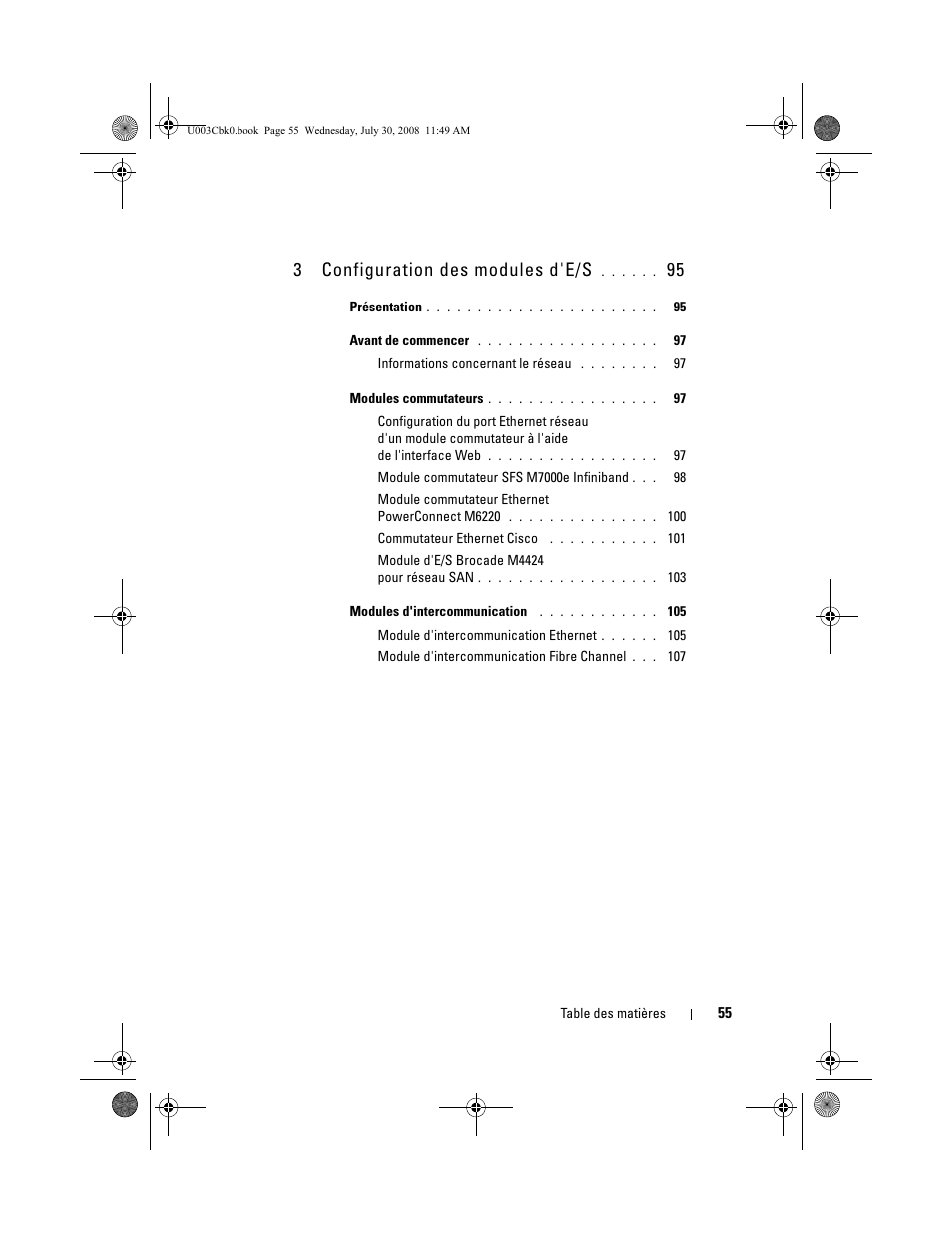 3configuration des modules d'e/s | Dell PowerEdge M805 User Manual | Page 57 / 232