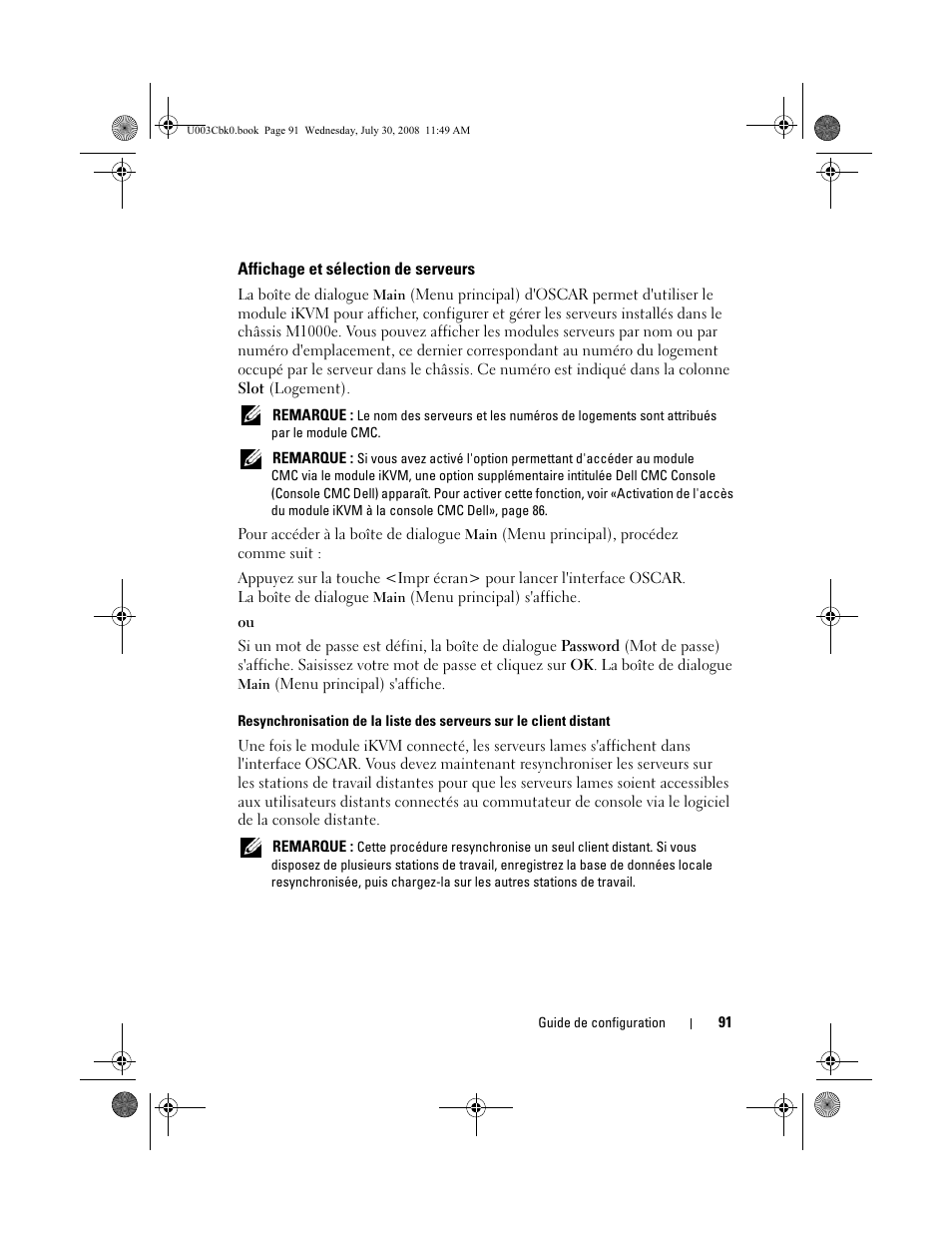 Affichage et sélection de serveurs | Dell PowerEdge M805 User Manual | Page 93 / 232