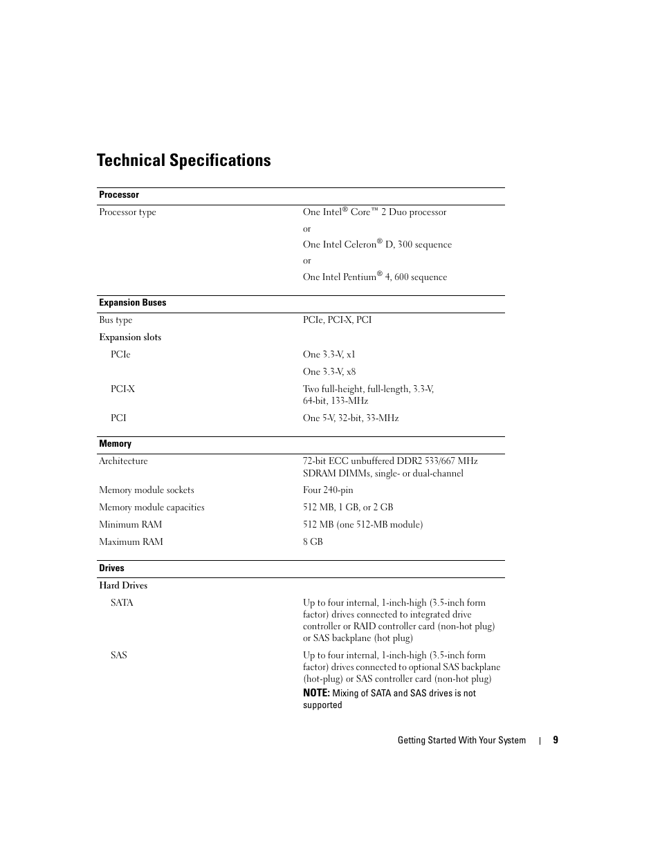 Technical specifications | Dell POWEREDGE 840 User Manual | Page 11 / 50