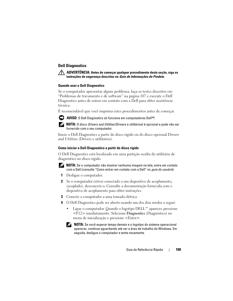 Dell diagnostics | Dell Latitude D530 (Early 2008) User Manual | Page 109 / 154