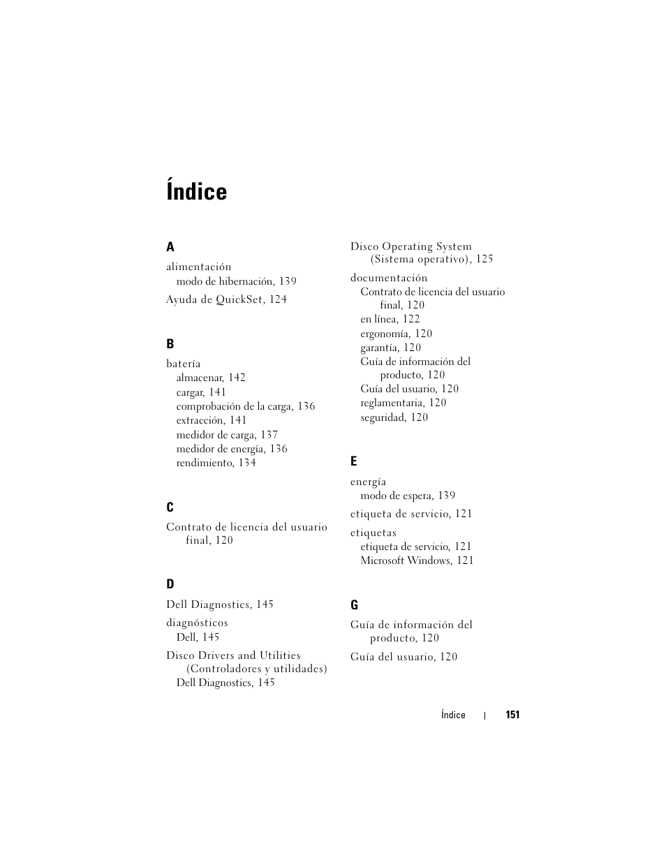Índice | Dell Latitude D530 (Early 2008) User Manual | Page 151 / 154