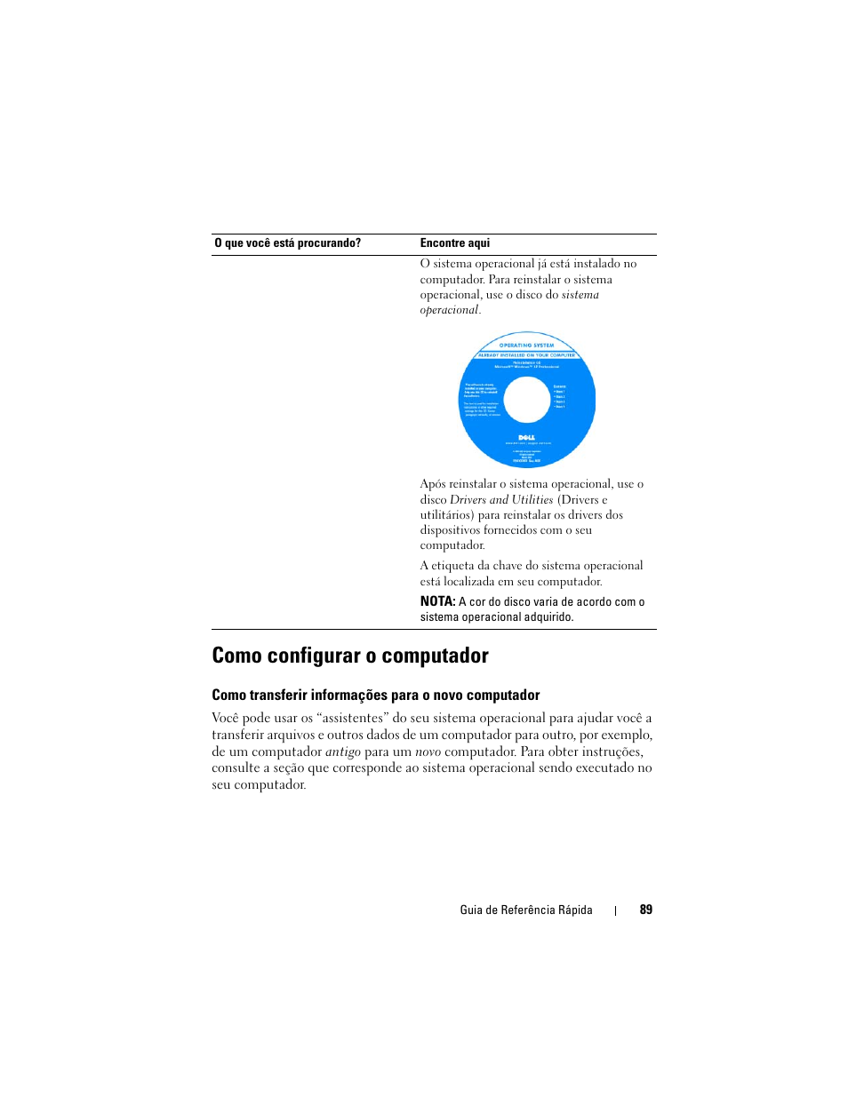 Como configurar o computador, Como transferir informações para o novo computador | Dell Latitude D530 (Early 2008) User Manual | Page 89 / 154