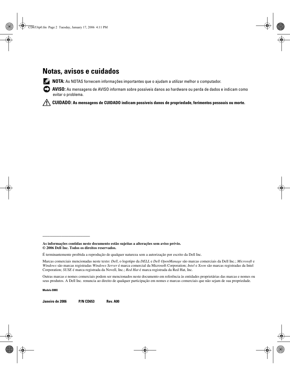 Notas, avisos e cuidados | Dell POWEREDGE 1955 User Manual | Page 40 / 74