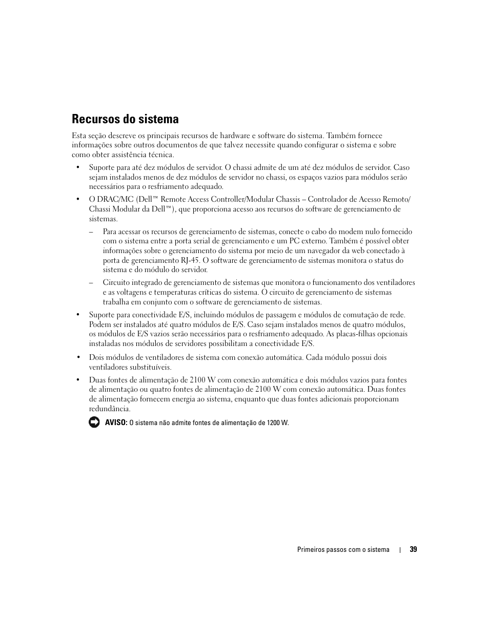 Recursos do sistema | Dell POWEREDGE 1955 User Manual | Page 41 / 74