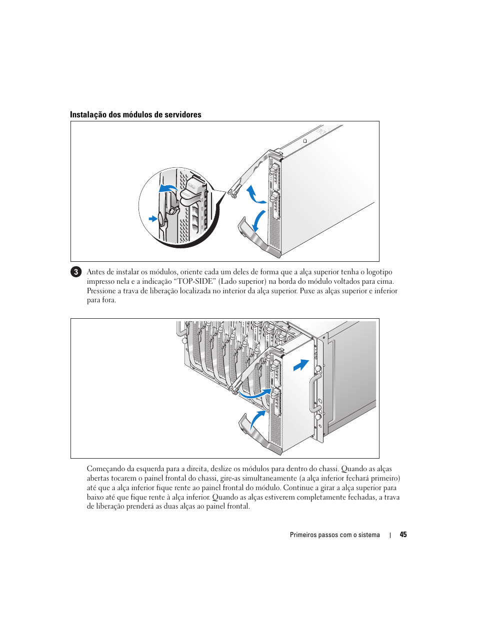 Instalação dos módulos de servidores | Dell POWEREDGE 1955 User Manual | Page 47 / 74