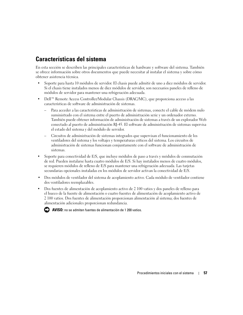 Características del sistema | Dell POWEREDGE 1955 User Manual | Page 59 / 74