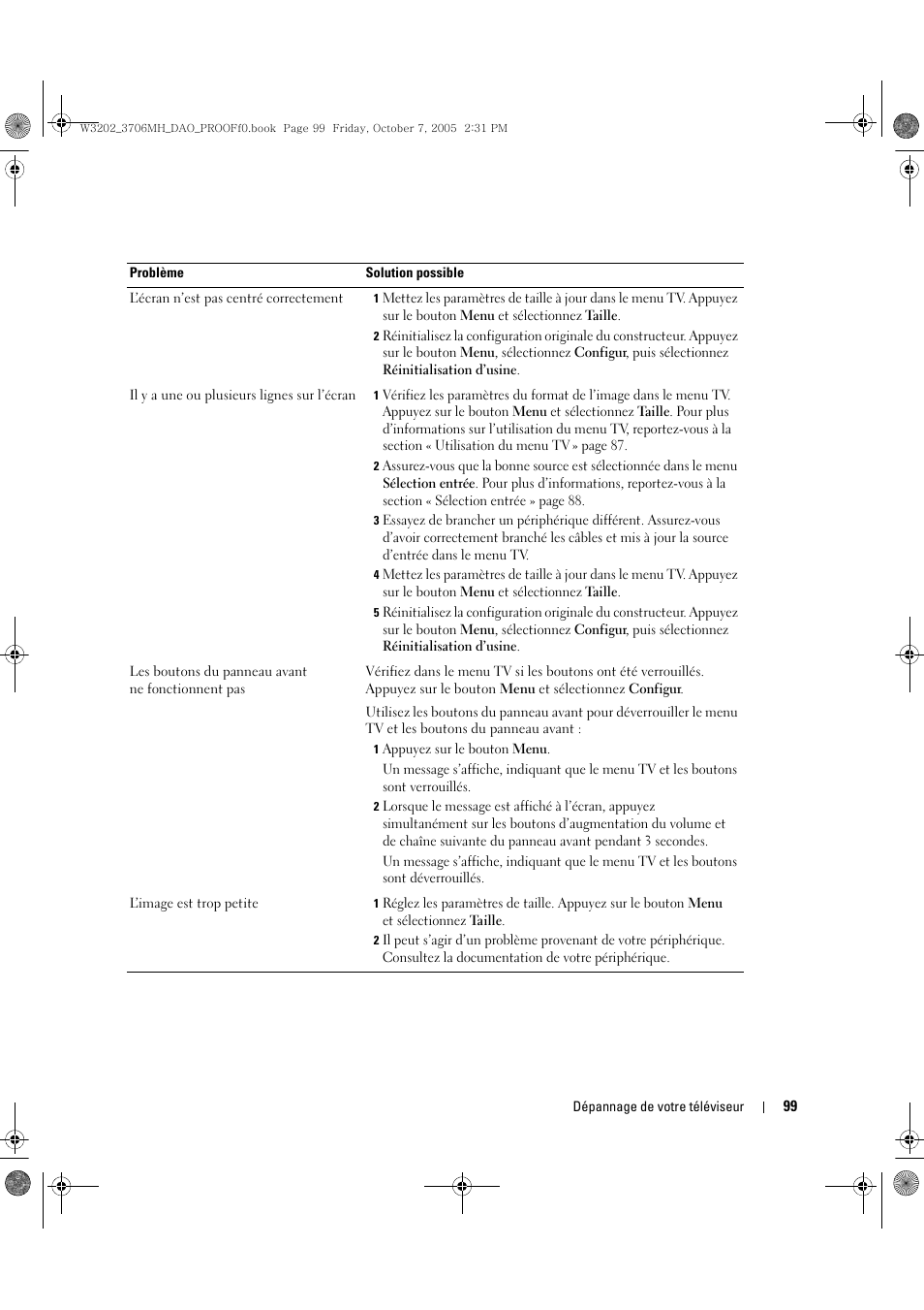 Dell LCD TV W3202MJ User Manual | Page 99 / 204