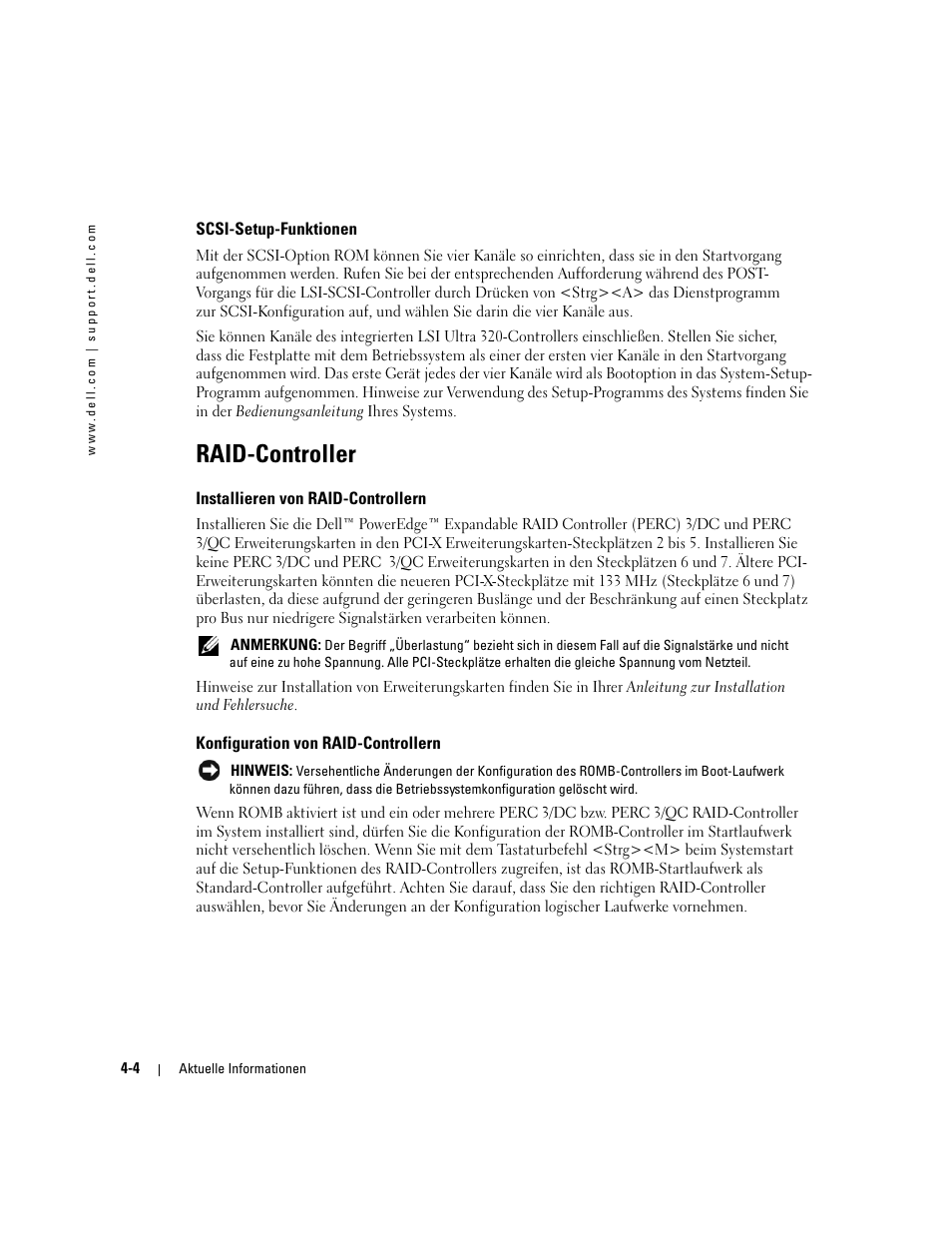 Scsi-setup-funktionen, Raid-controller, Installieren von raid-controllern | Konfiguration von raid-controllern | Dell PowerEdge 2600 User Manual | Page 26 / 52