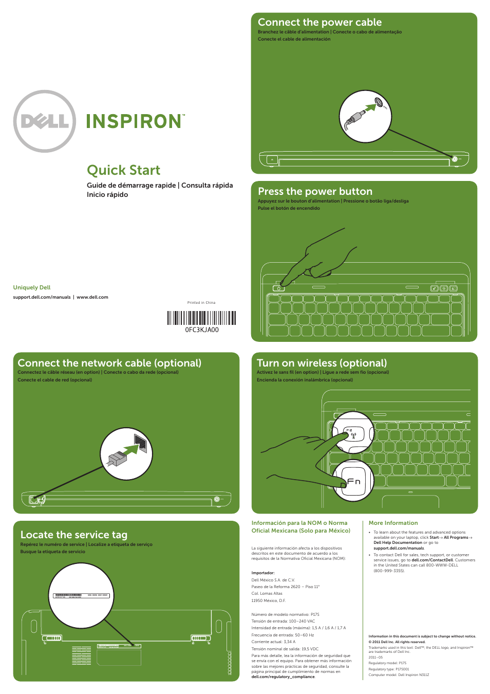 Dell Inspiron 13z (N311z, Mid 2011) User Manual | 2 pages