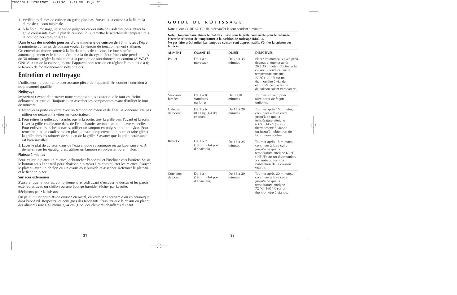 Entretien et nettoyage | Black & Decker TRO5050 User Manual | Page 12 / 17