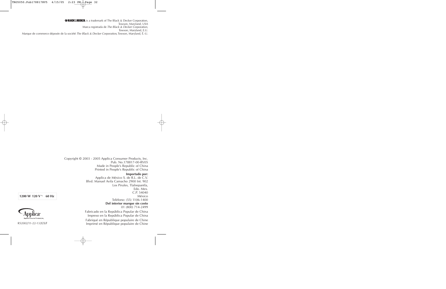 Black & Decker TRO5050 User Manual | Page 17 / 17
