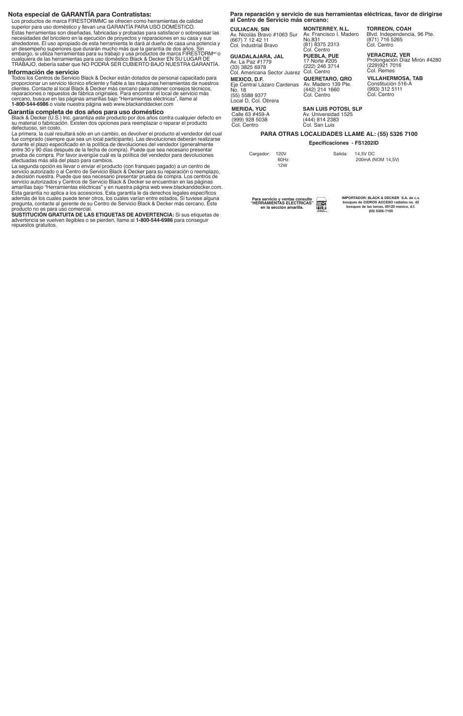 Black & Decker Fire Storm FS1202ID User Manual | Page 6 / 6