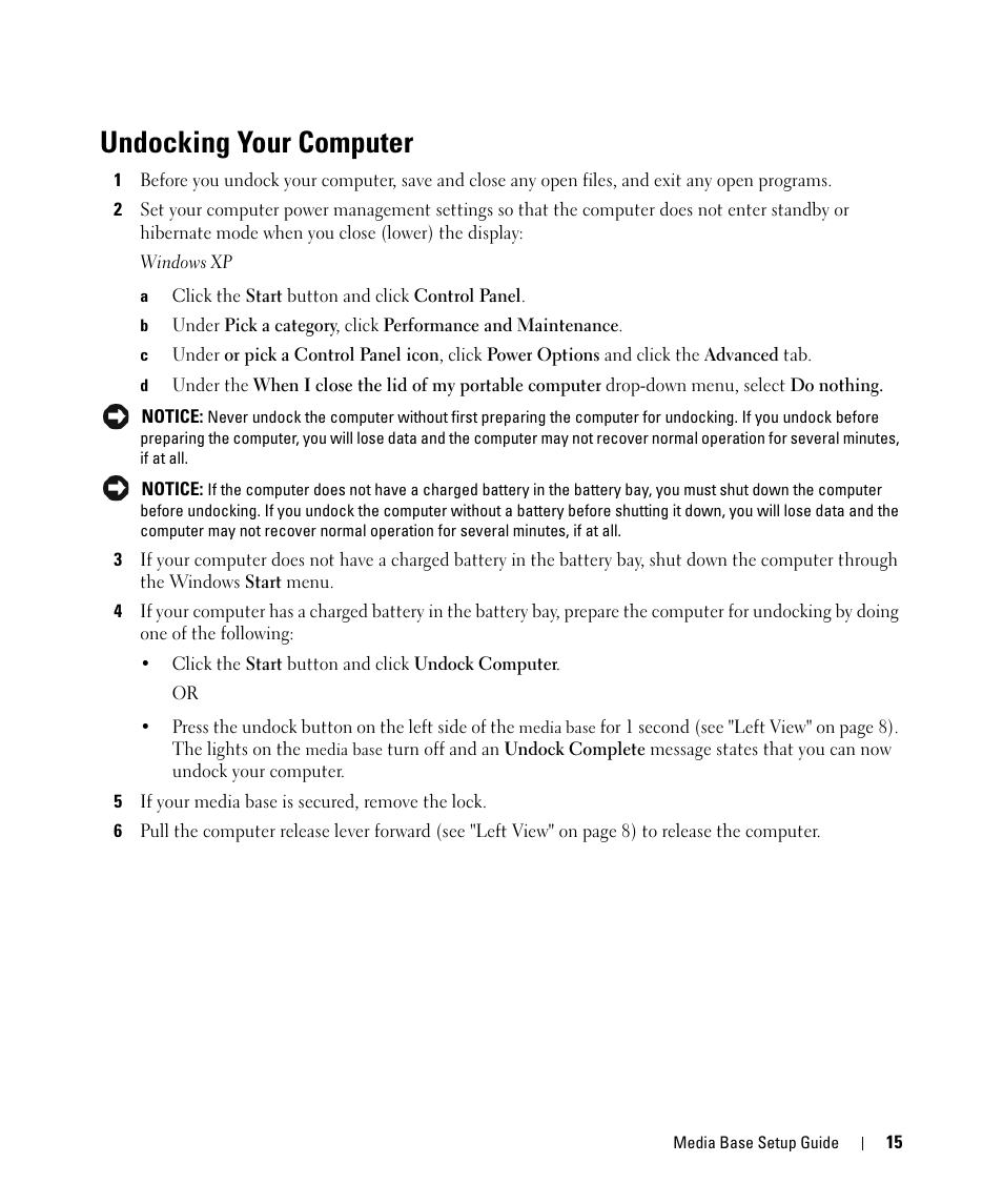 Undocking your computer | Dell Latitude D420 User Manual | Page 17 / 98