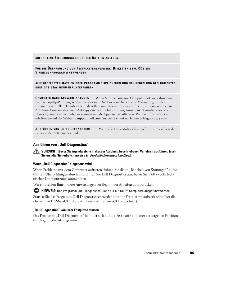 Ausführen von „dell diagnostics | Dell Latitude D610 User Manual | Page 107 / 168