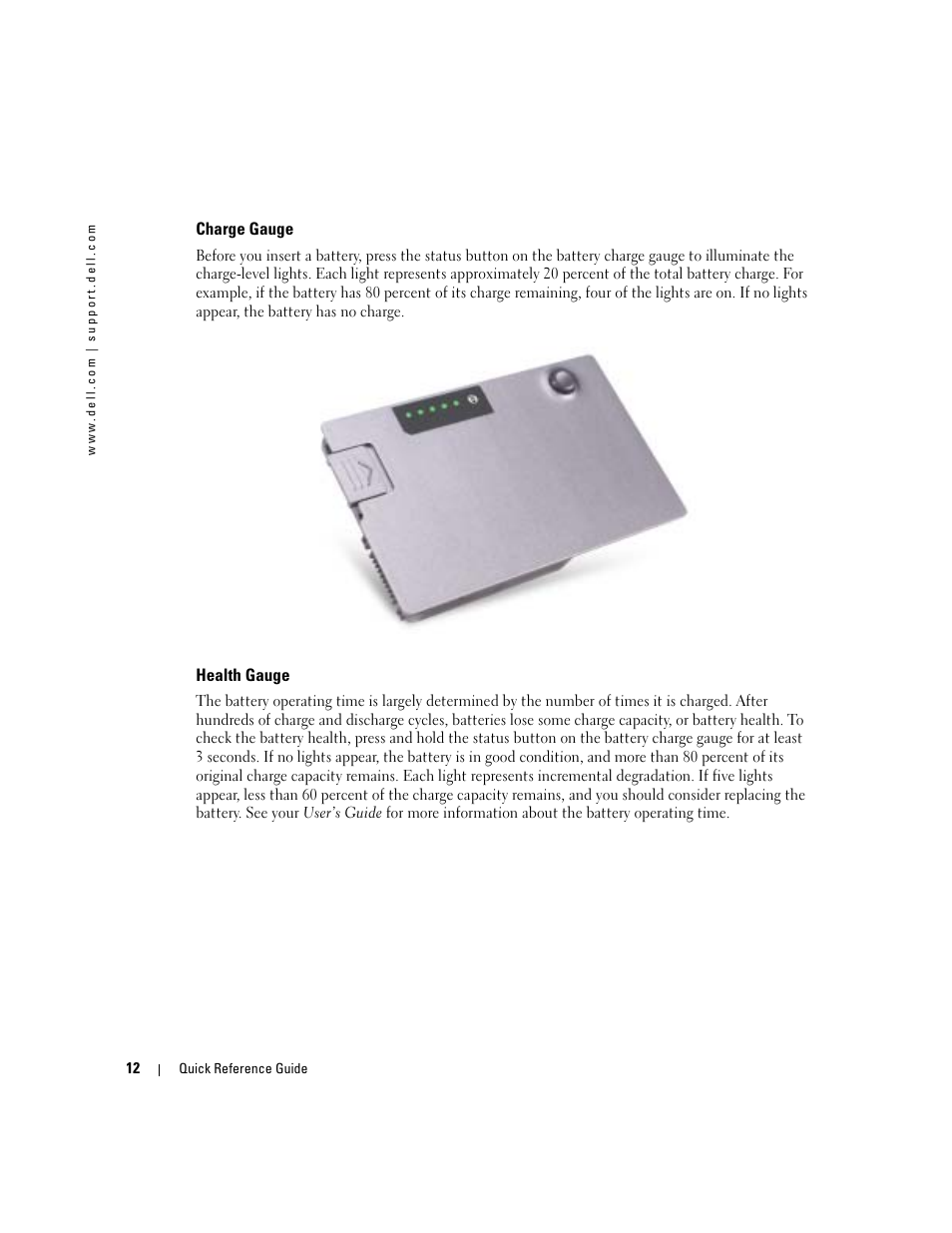 Charge gauge, Health gauge | Dell Latitude D610 User Manual | Page 12 / 168