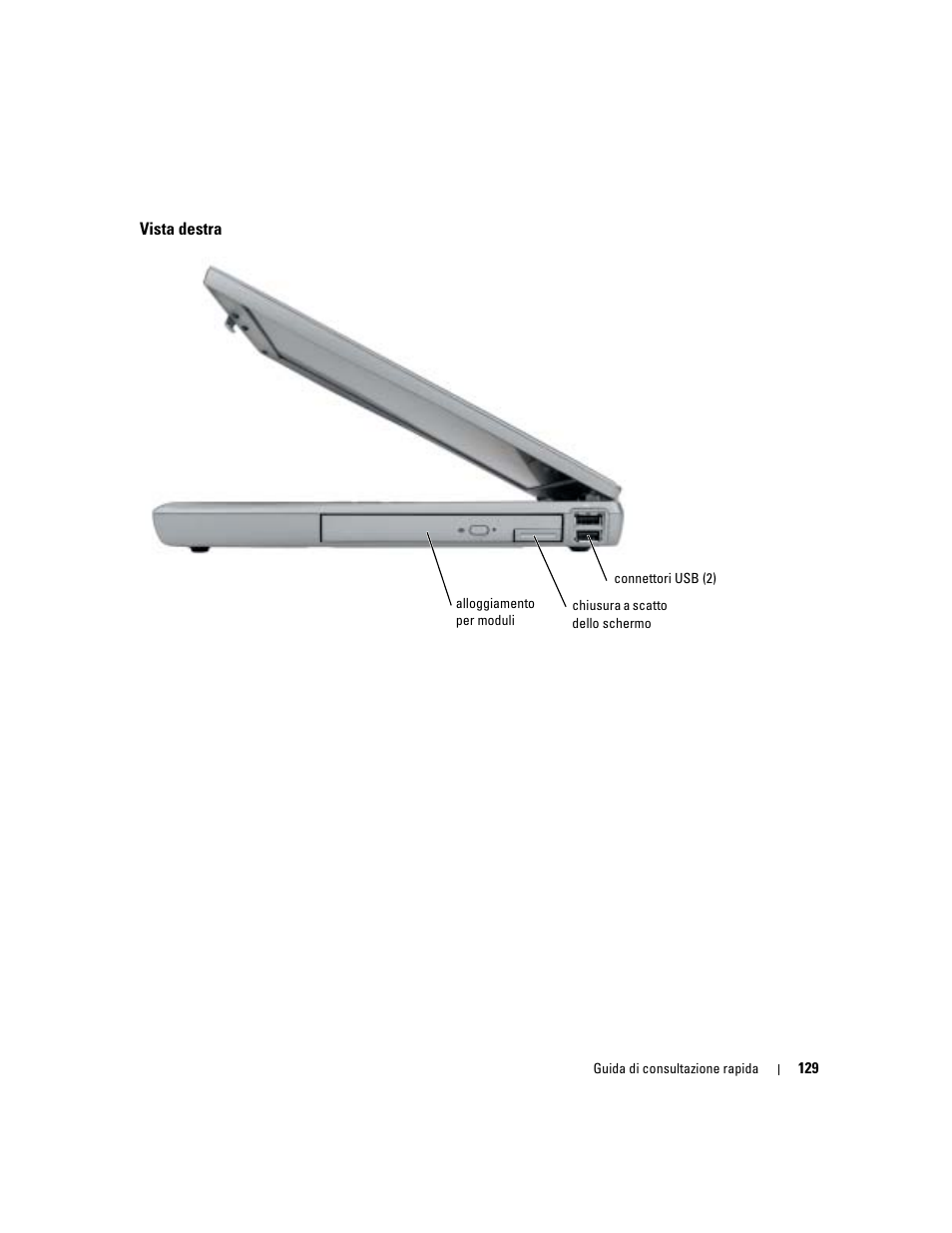 Vista destra | Dell Latitude D610 User Manual | Page 129 / 168